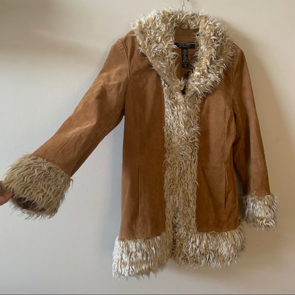 Vintage Jackets & Blazers - Vintage 90s Penny Lane Suede & Faux Fur Coat
